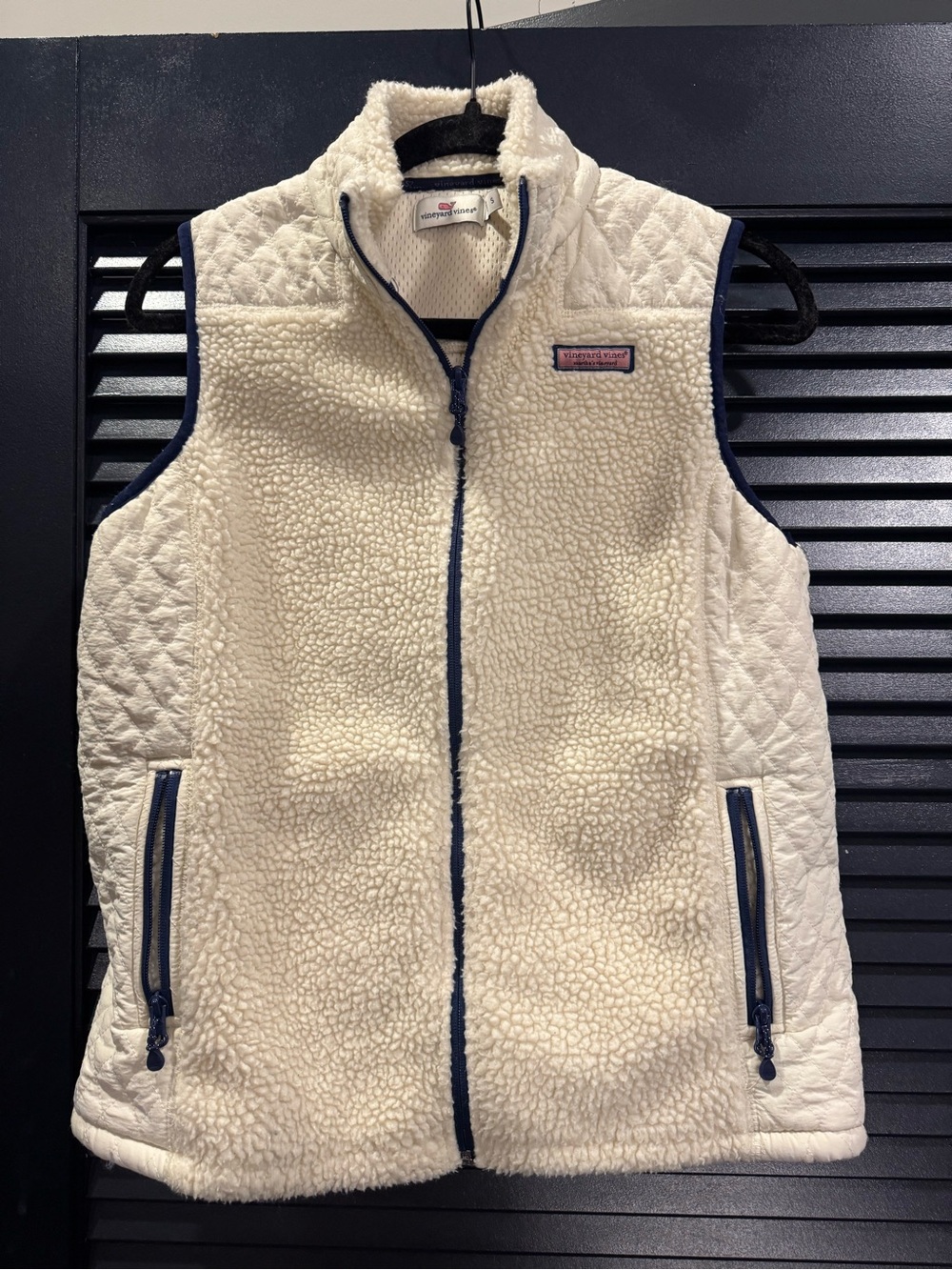 Vineyard Vines Sherpa Quilted Fleece Vest Cream Ivory Size Small